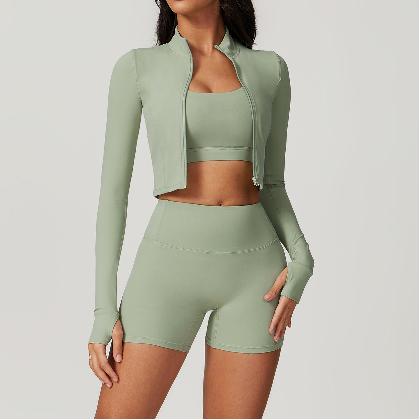Yoga Nude Feel Fitness Shockproof High Waist Yoga Clothes Three-piece Set