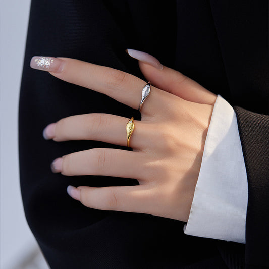 S925 Silver French Oval XINGX Forefinger Ring