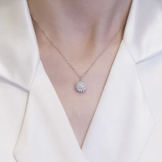Rotating Sunflower Necklace for Women
