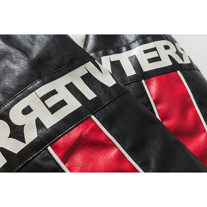 Letter Printing Contrast Stitching Loose Baseball Style Jacket