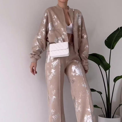 Pure Color Sequins Design Sense Track suit