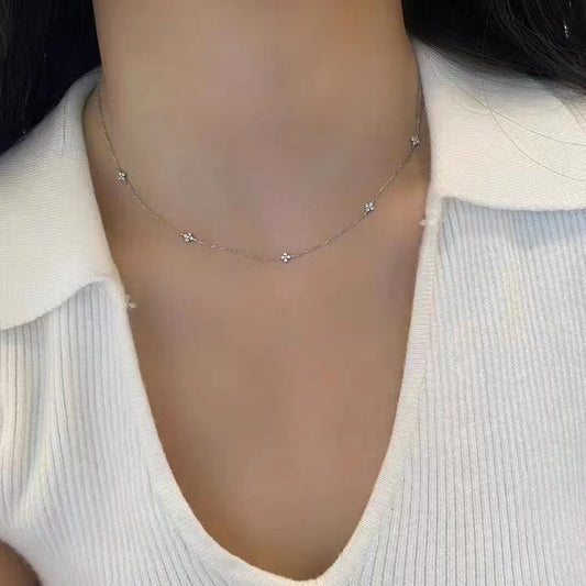 S925 Sterling Silver Plated 18K Gold Clavicle Chain