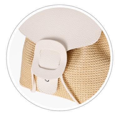 Leisure Travel Backpack Women Mini Straw Woven Bag