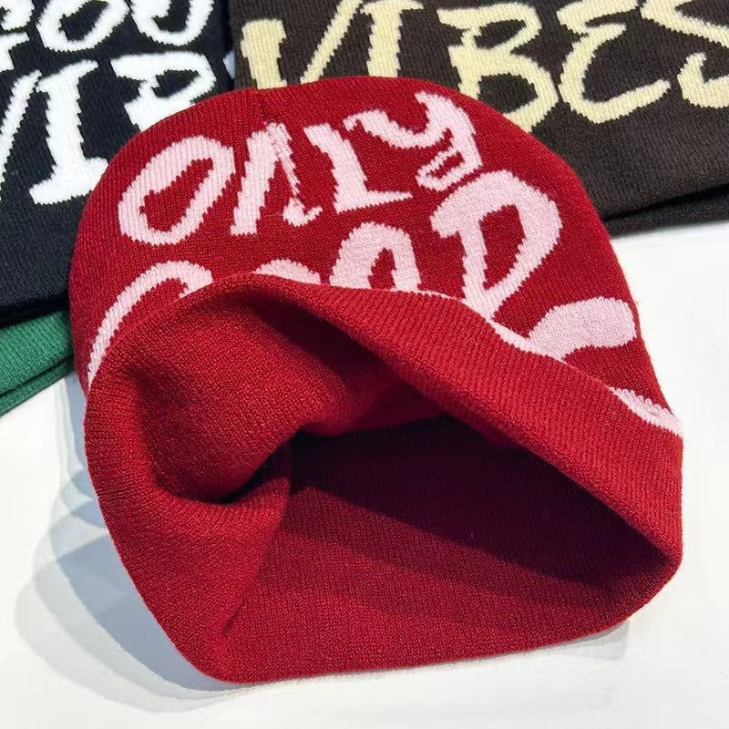 Letter Jacquard Hip Hop Knitted Hat Beanie
