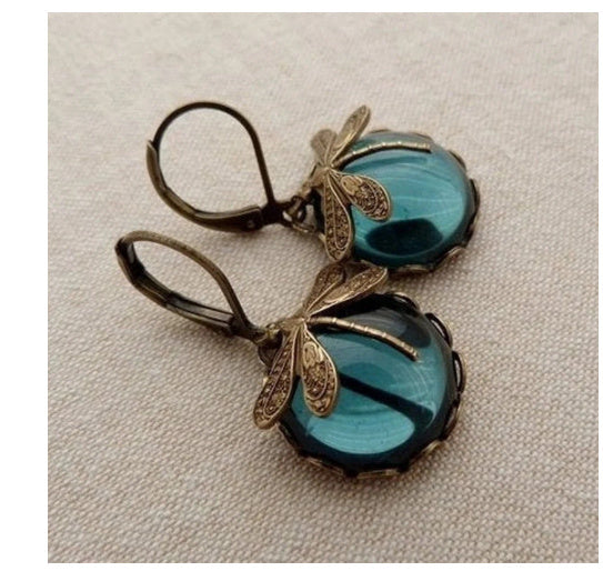 Vintage Dragonfly Pendant Earring Boho Chakra Blue Moonstone Earrings For Women