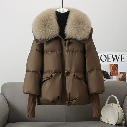 Down Cotton-padded Women's Short Fur Collar Thickened Jacket