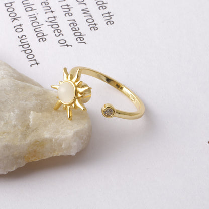 Adjustable S925 Sterling Silver Anxiety Spinning Rotatable Ring