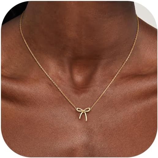 Gold & Silver Bow Necklace with Matching Bow Earrings