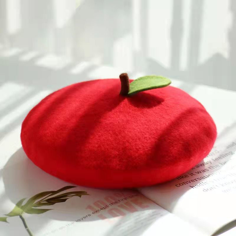 Women's Handmade Painter's Hat Lovely Beret With Small Leaves,