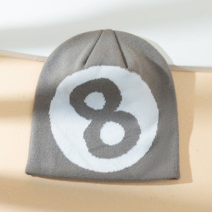Warm All-matching Simple Number 8 Slipover Woolen Cap