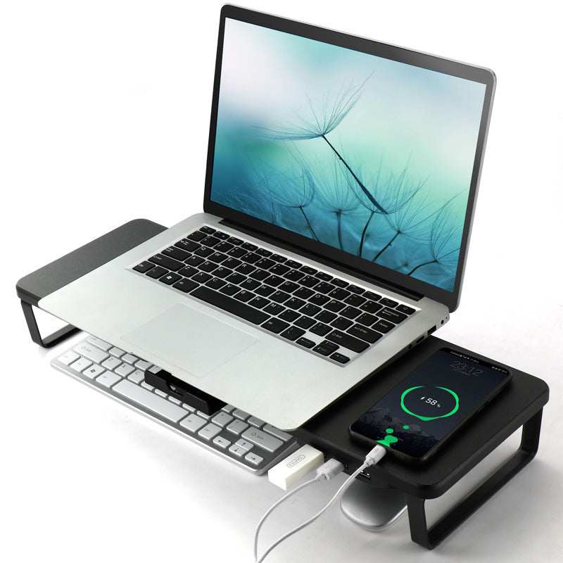 Ergonomischer Monitorhalter-Riser mit 3-teiligem USB-Anschluss, Laptop-Ständer, Bildschirmerhöhung, Desktop-Lapdesk mit Handyhalter