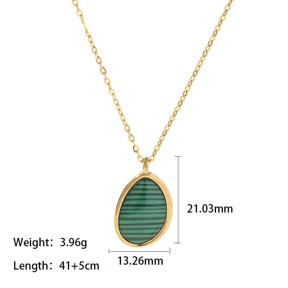 Opal Malachite Water Droplet Pendant Women's Necklace