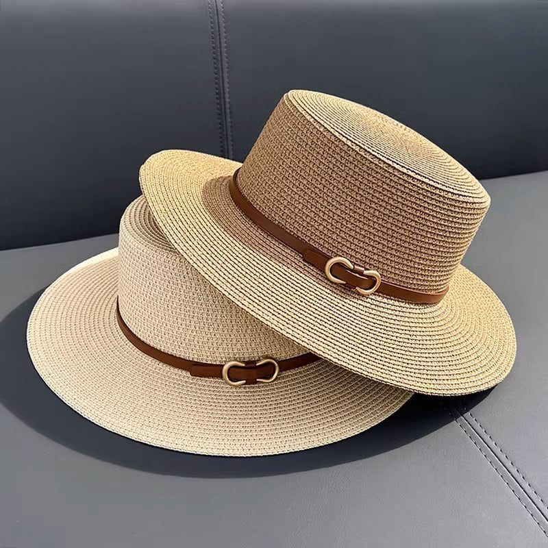 Women's Summer Seaside UV Protection Flat Straw Hat