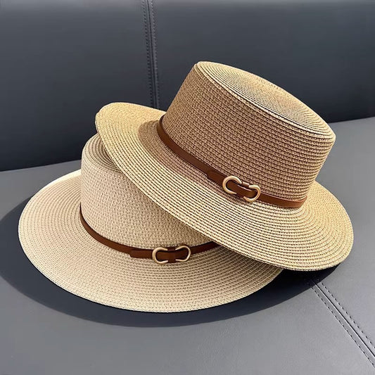 Women's Summer Seaside UV Protection Flat Straw Hat