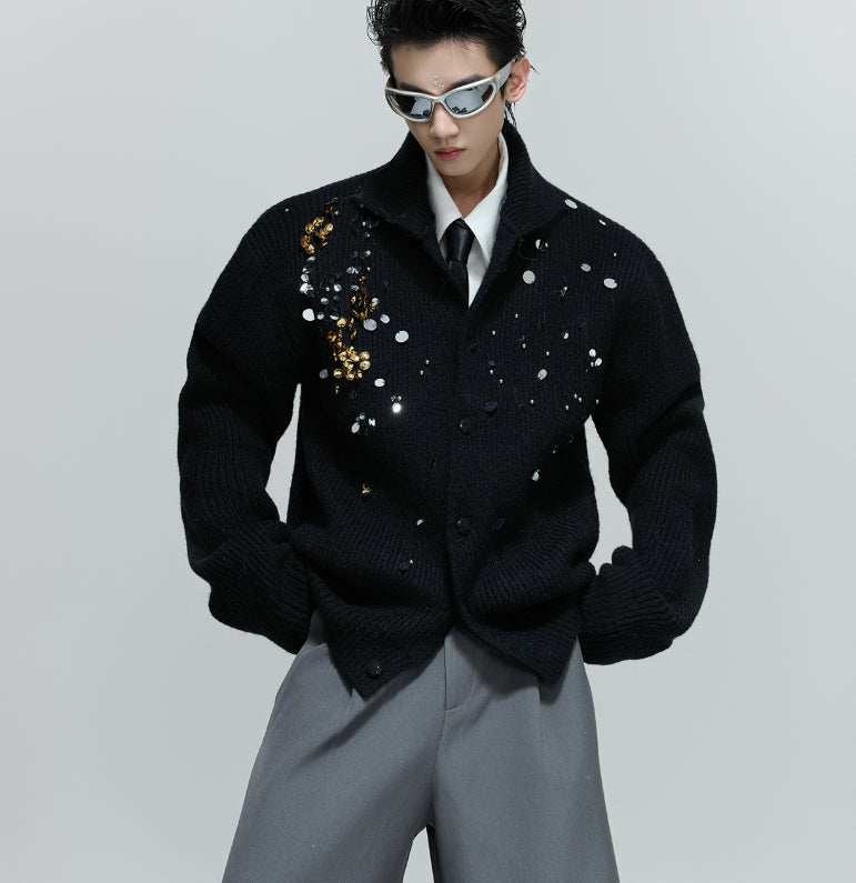 RUAN SHUAI RHINESTONE CARDIGEN JACKET