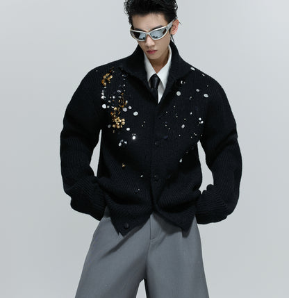 RUAN SHUAI RHINESTONE CARDIGEN JACKET