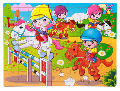 80PCS wooden educational development baby kids training toys children animal puzzle