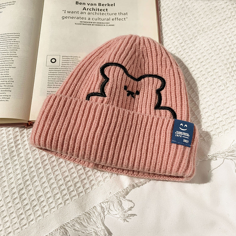 Women's Bear Pattern Knit Jacquard Beanie