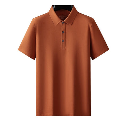 Men's Solid Color Polo Collar Business Casual Short-sleeved T-shirt