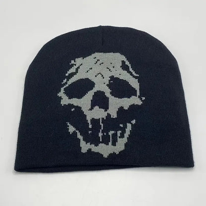 Gothic Skull Printed Jacquard Beanie Hat