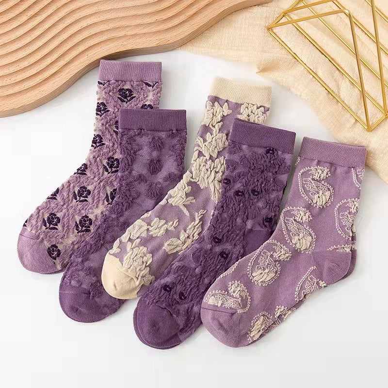 Harajuku Retro Embroidery Kawaii 5 Pair Cute Socks