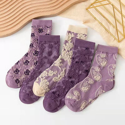 Harajuku Retro Embroidery Kawaii 5 Pair Cute Socks