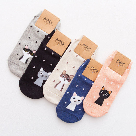 Women's three-dimensional Cartoon Animal 5 Pair Cotton Socks