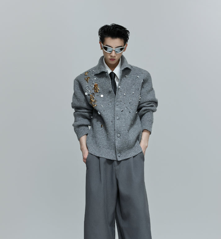 RUAN SHUAI RHINESTONE CARDIGEN JACKET