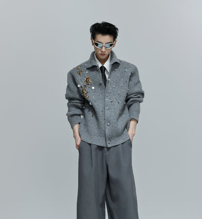 RUAN SHUAI RHINESTONE CARDIGEN JACKET