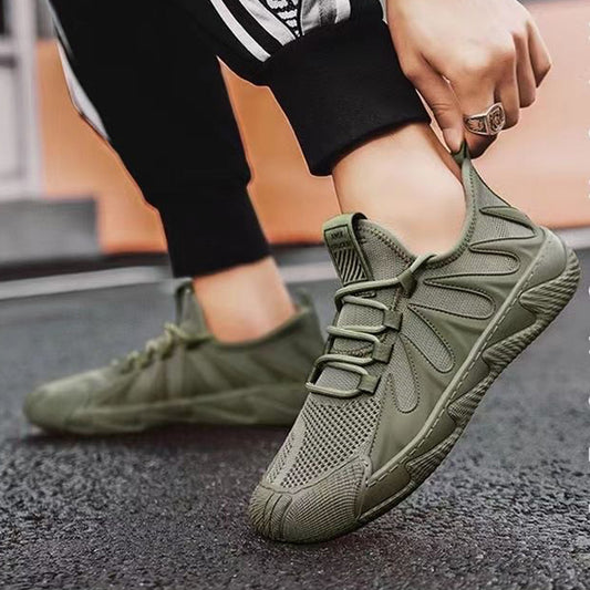 Breathable Mesh Sports Casual Lace-up Men Non-slip Shoes