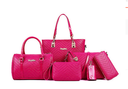 Fashionable And Trendy Embossed Six Piece Bags Set Offer