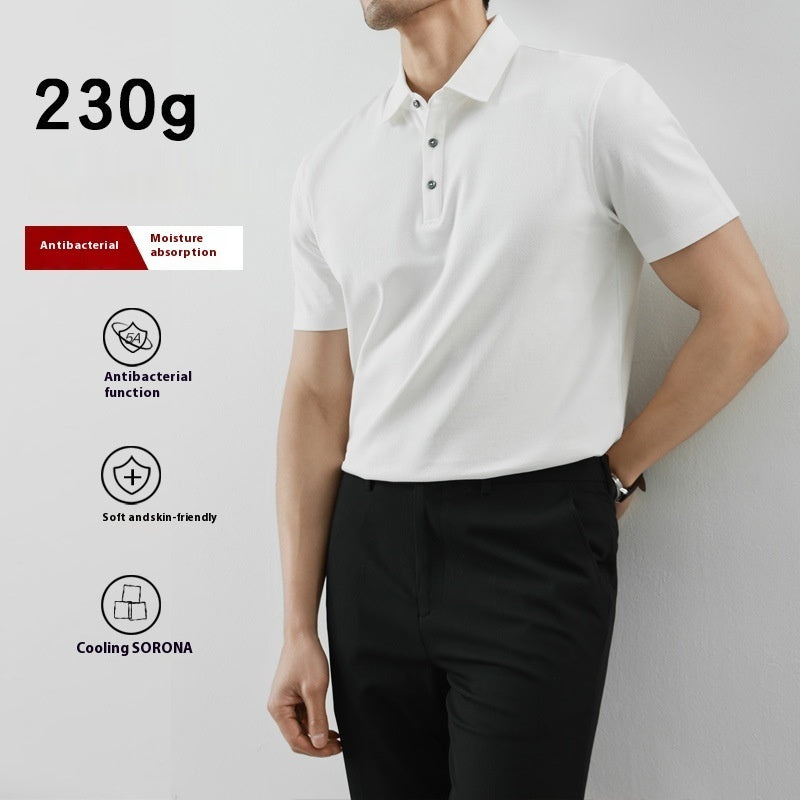 Men's Solid Color Polo Collar Business Casual Short-sleeved T-shirt