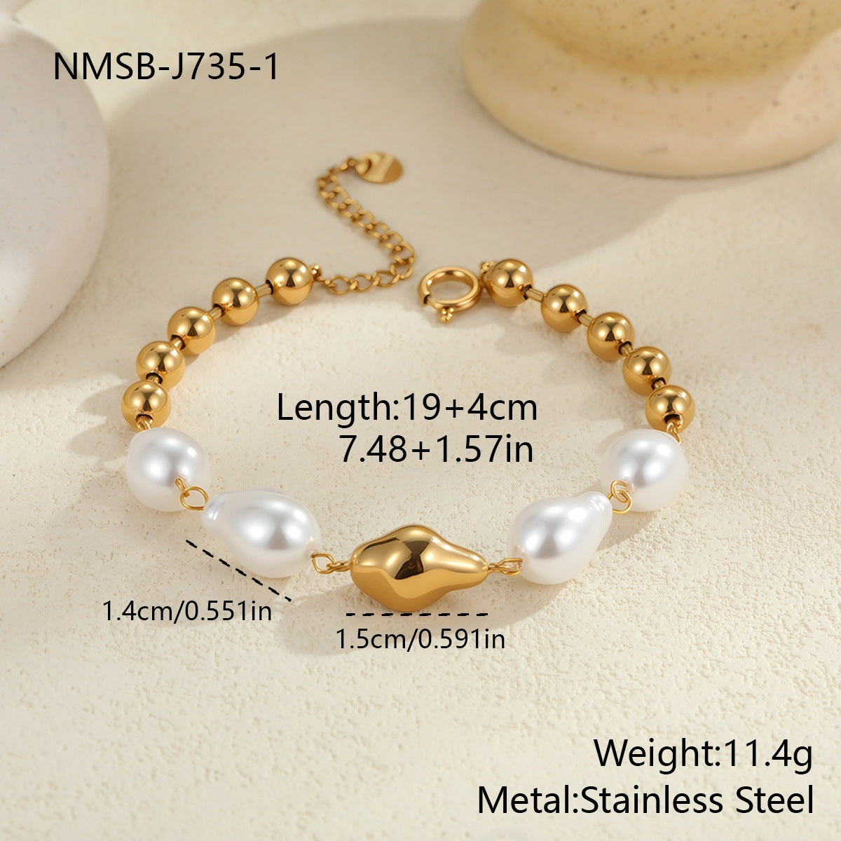 Fashion Heart Shape With Diamond Baroque Pearl Bracelet