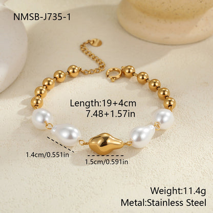 Fashion Heart Shape With Diamond Baroque Pearl Bracelet