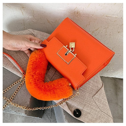 Fashion Chain One Shoulder Messenger Texture Lock Small Square Bag