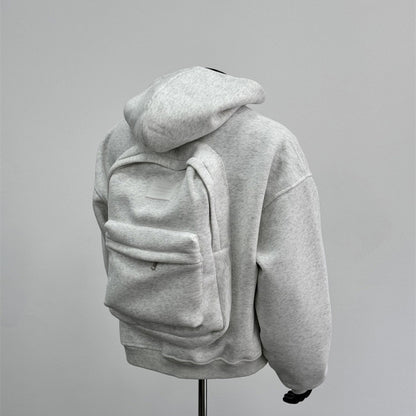 Coat Flower Gray BackPack Hoddie