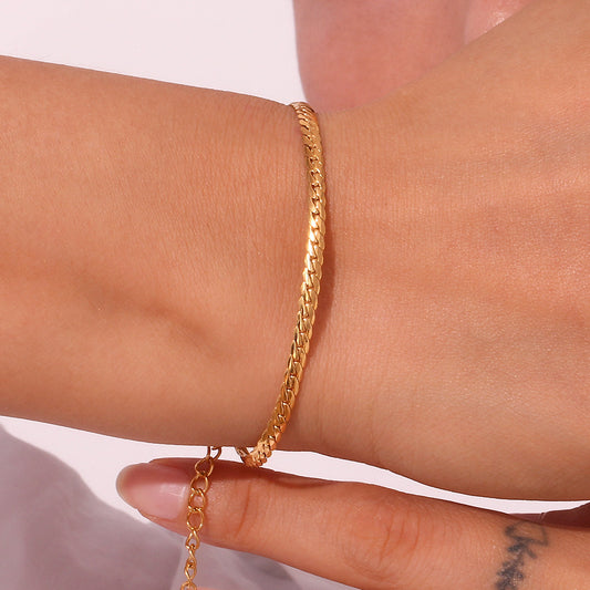 Stainless Steel Plated 18K Gold Simple Bracelet