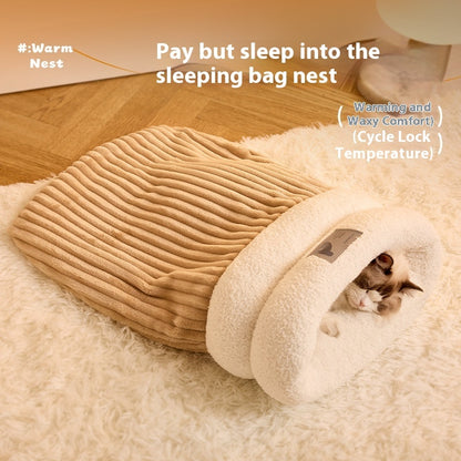 Pet Sleeping Bag Winter Warm Soft Plush Semi Enclosed