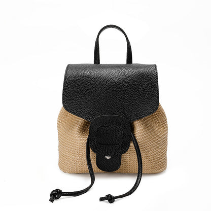 Leisure Travel Backpack Women Mini Straw Woven Bag