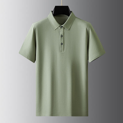 Men's Solid Color Polo Collar Business Casual Short-sleeved T-shirt