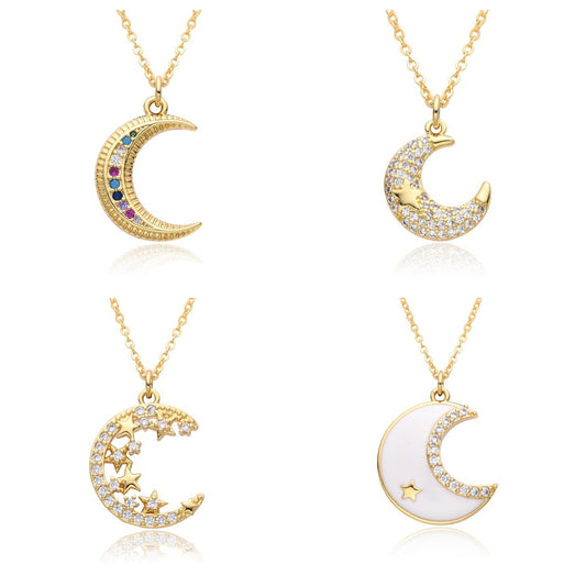 Micro-inlaid Moon Full Diamond Necklace