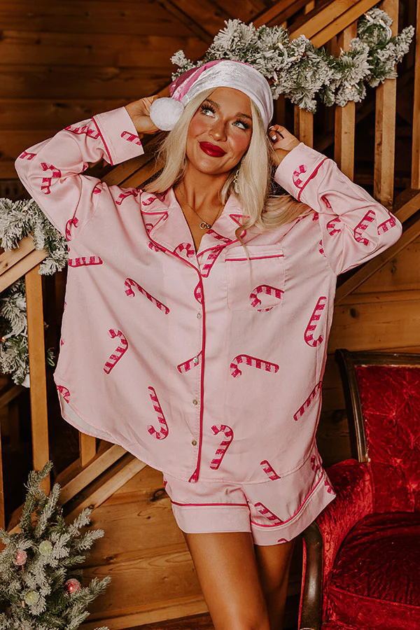 Satin Printed Santa Claus Two-piece Suit