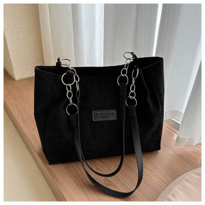 New Corduroy One-shoulder Tote Large Capacity Handbag For Women