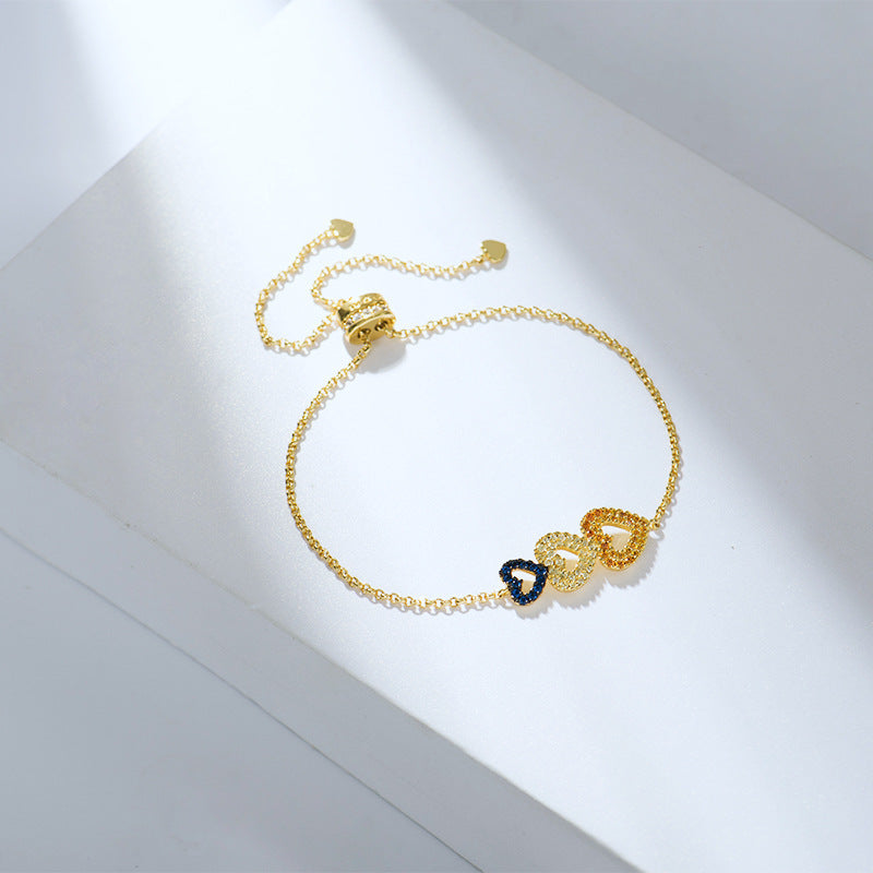 Three-color Heart Temperament Forest Love Design Bracelet