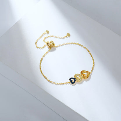 Three-color Heart Temperament Forest Love Design Bracelet