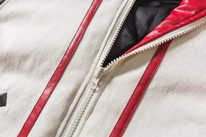 Letter Printing Contrast Stitching Loose Baseball Style Jacket