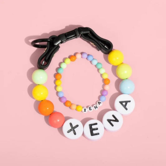 Pet Collar Chain Acrylic English Letter Beaded Elastic Cord