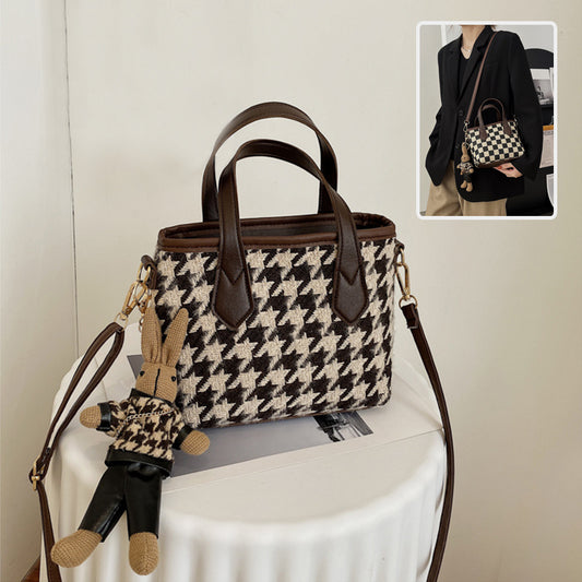 Mode Hahnentritt-Schultertaschen Tragbare Schachbrett-Handtaschen Allgleiches Umhängetasche Damen Totes
