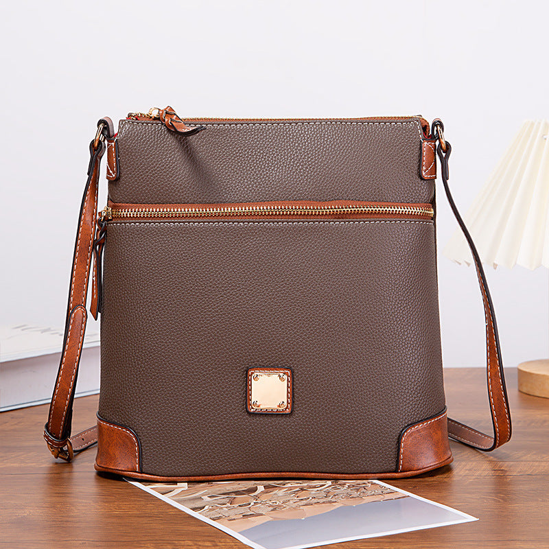 Vintage Lychee Grain Texture Crossbody Bag
