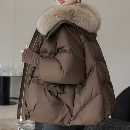 Down Cotton-padded Women's Short Fur Collar Thickened Jacket